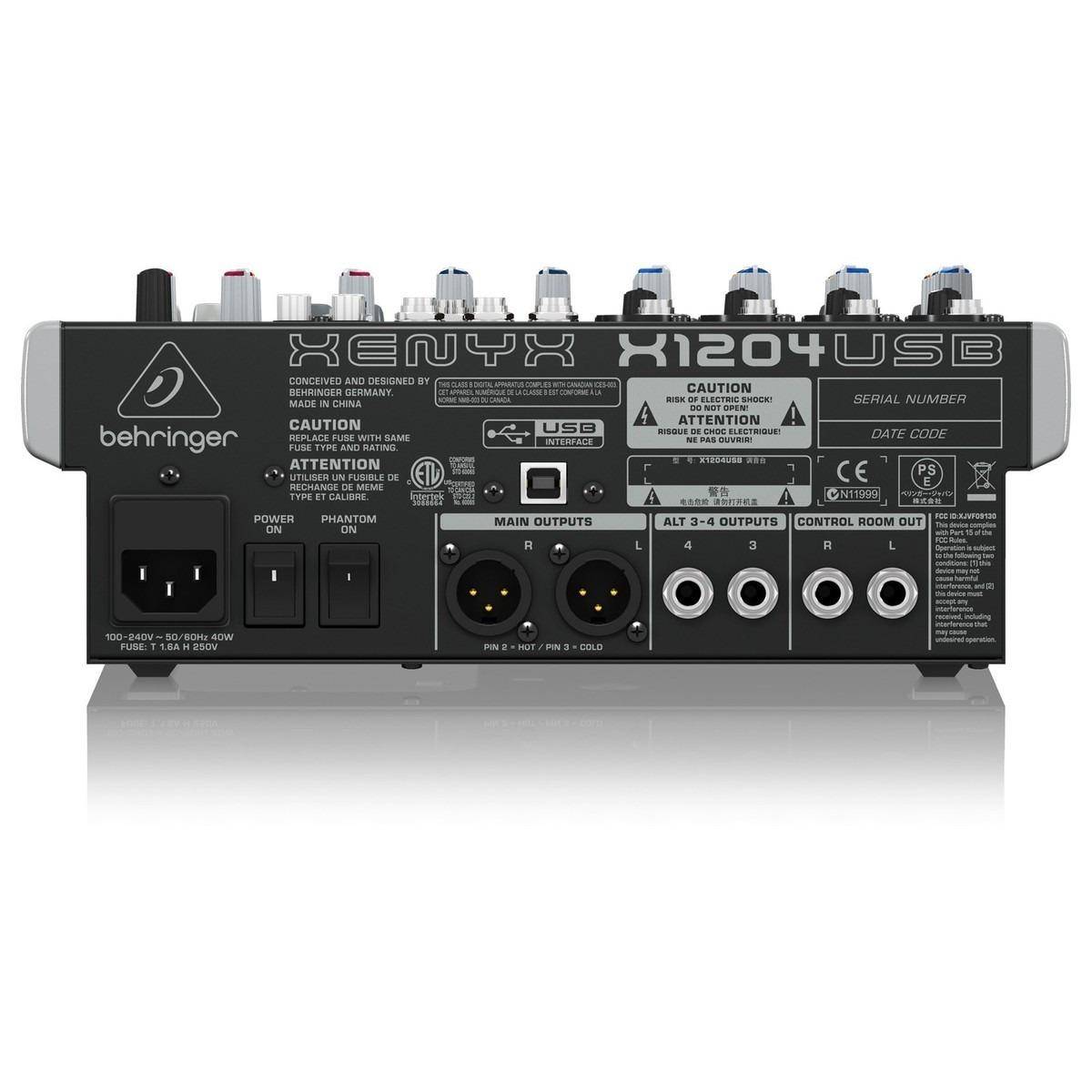 BEHRINGER XENYX X1204USB 12-Input 2/2-Bus Mixer with Compressors