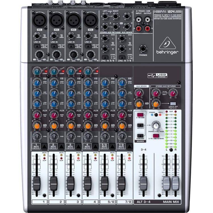 BEHRINGER XENYX 1204USB 12-Input 2/2-Bus Mixer with Compressors