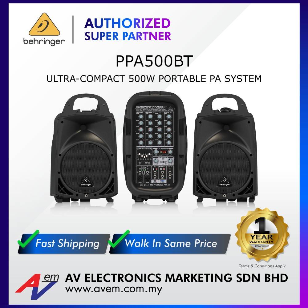 Behringer PPA500BT 6-channel Portable PA System with Bluetooth