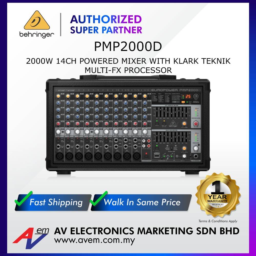Behringer PMP2000D 14-channel 2000W Powered Mixer | Sweetwater 