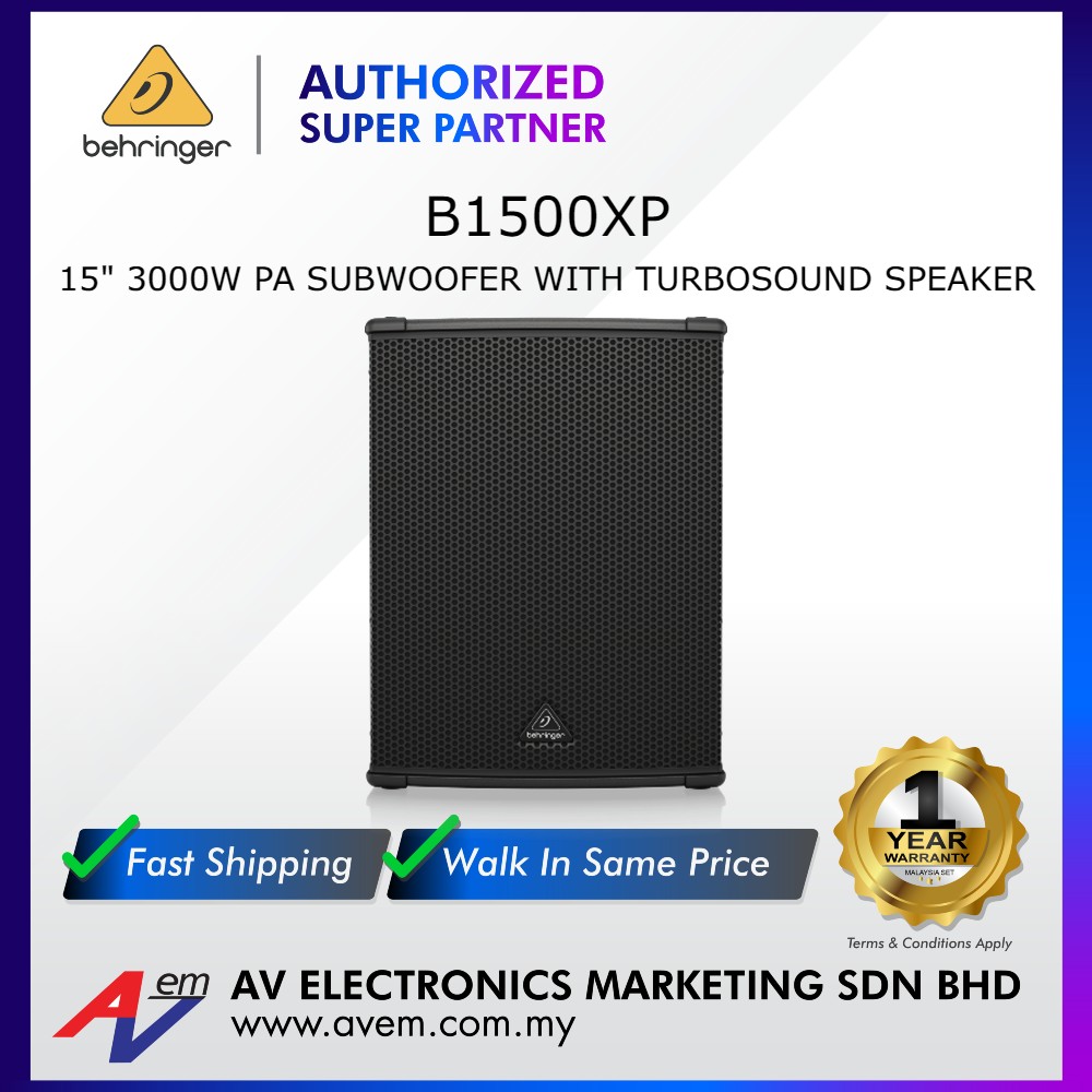 Behringer B1500XP High-Performance Active 3000 Watt PA Subwoofer