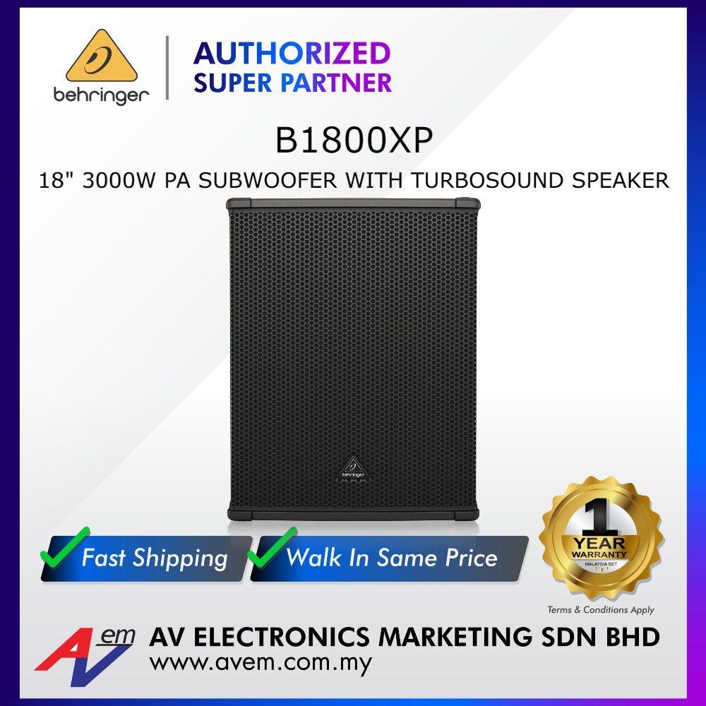BEHRINGER B1800XP High-Performance Active 3000 Watt PA Subwoofer
