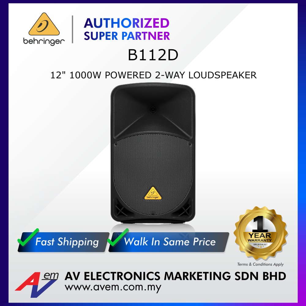Haut Parleur Actif 1000W Enceinte Active Behringer B112D - 12 Pouces 1000W - Option Sans Fil - Table Mixage Intégrée Système Son Live