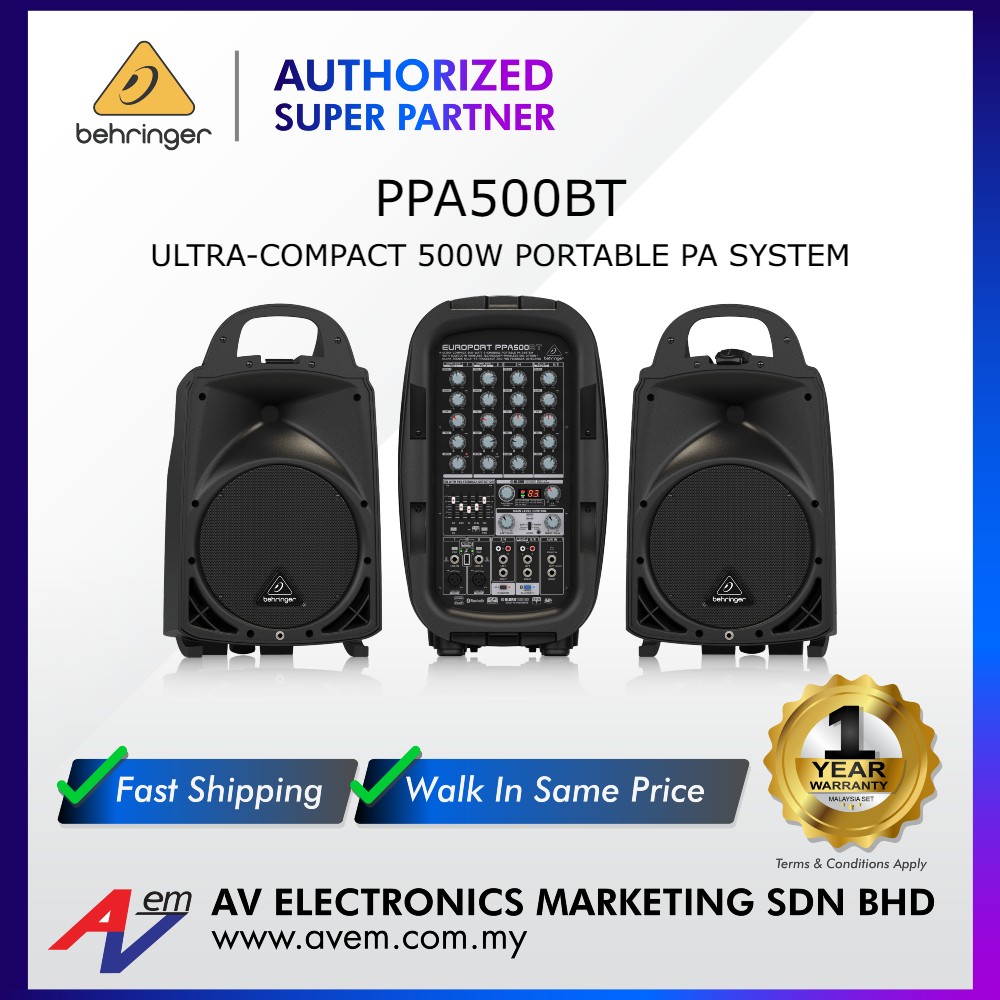 Behringer PPA500BT 6-channel Portable PA System with Bluetooth