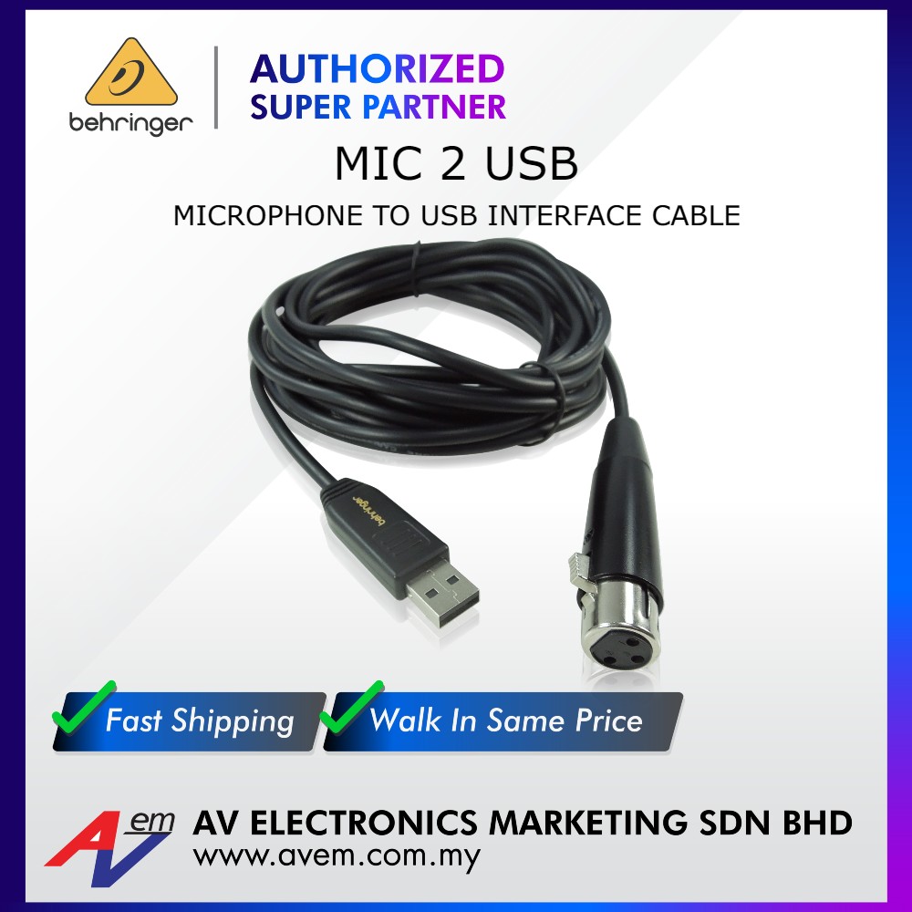 BEHRINGER MIC 2 USB Microphone to USB Interface Cable