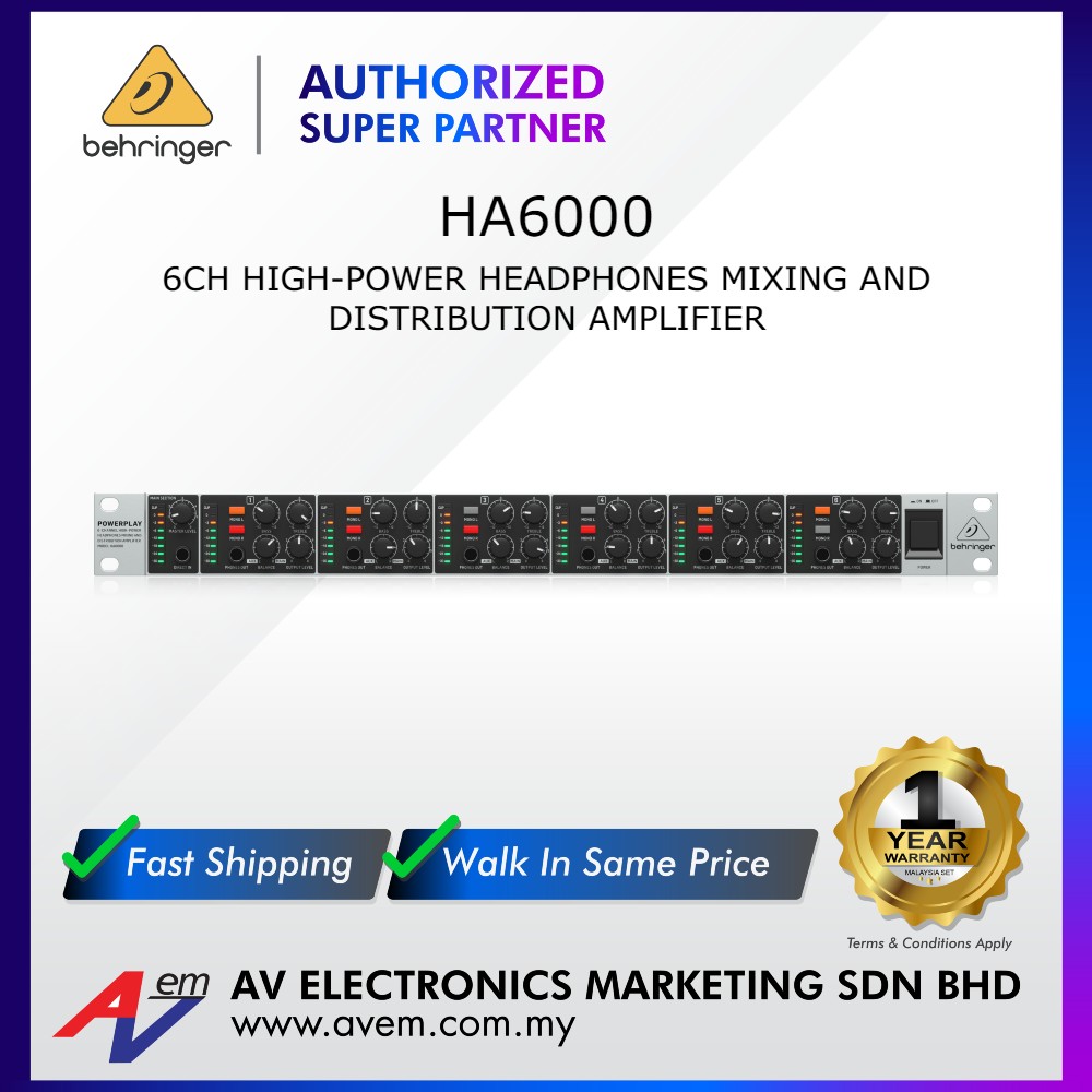 BEHRINGER HA6000 6-Channel High-Power Headphones Mixing and